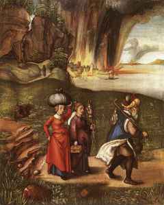 Lot foge de Sodoma com suas filhas. Jan Harmensz. Muller (1571-1628)