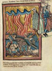 A destruição de Sodoma, segundo iluminura do século XIII. William de Brailes (1230 – 1260)
