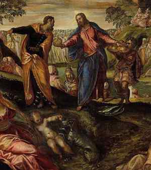 O milagre da multiplicação dos pães e dos peixes. Jacopo Tintoretto (1518/19–1594), Metropolitan Museum of Art, New York